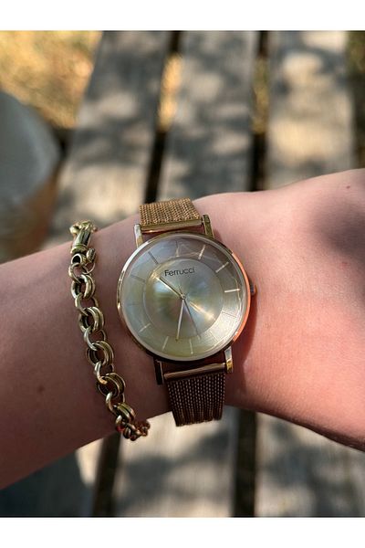 Ferrucci Rosegold Color Wicked Cord Steel Color Do Not Change Women's Watch
