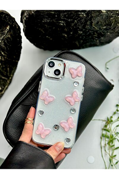 Go Aksesuar Iphone 14 Plus Ve 15 Plus Uyumlu Pembe Kelebek 3d Oyuncak Tasarım...