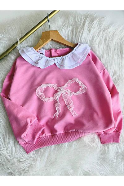 ARBİ kids Girls' Bow Pattern Lace Detail Chic Set