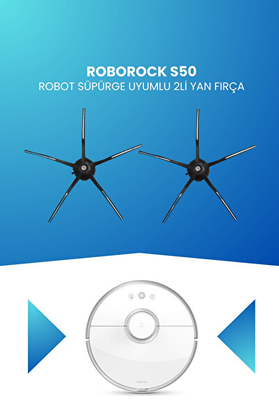 ELECTROLL Συμβατή με Roborock S50 Robot Vacuum Cleaner Πλαϊνή βούρτσα 2 τεμαχίων Μαύρη