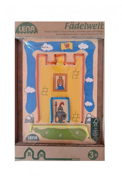LENA Wooden educational game with laces, castle, for children over 3 years