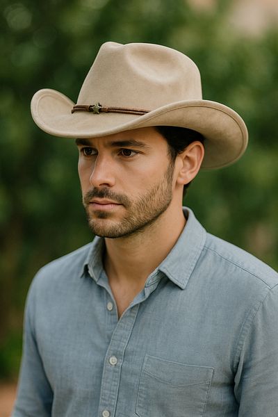 LAGRANZE Classic Design Men's Stamp Cowboy Hat