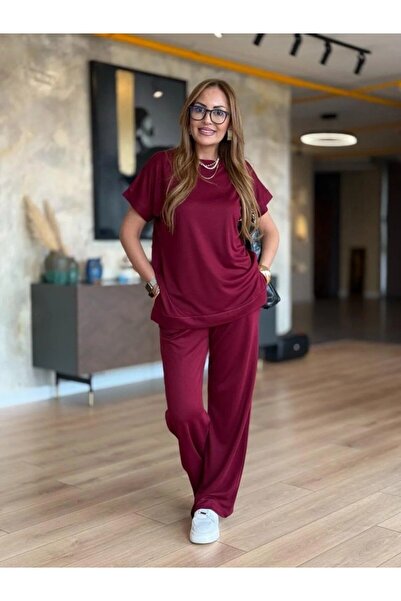 JANES Set de pantaloni și bluză din viscoză cu mânecă scurtă pentru femei