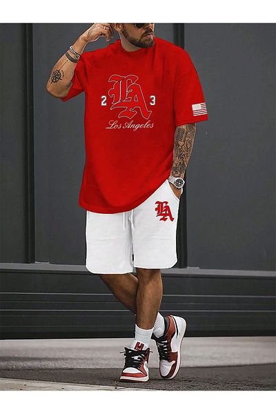 LUNAVISTA Printed t-shirt and shorts with los angeles logo