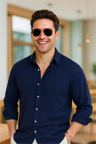 Modayakamoz Men's Long Sleeve Regular Sofia Linen Shirt