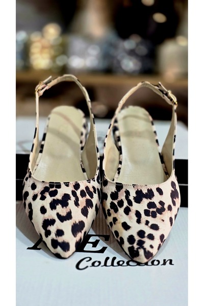 Shoes'n حذاء باليرينا مفتوح من الخلف بنقشة الفهد للسيدات