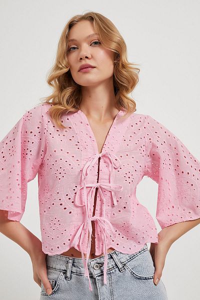 Arma Life Armalife 4733 front lace short wide sleeve brode women's blouse
