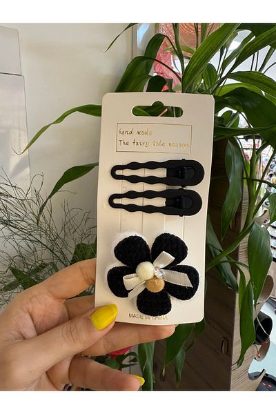 PONÇİK ACCESSORİES مجموعة من 3 مشابك مشبك زهرية للأطفال