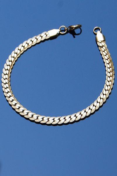 Rua Jewelry Steel Gourmet Crush Pattern Bracelet 7 mm Gold Color |   Non-Blackening, Unisex, 2 Years Warranty