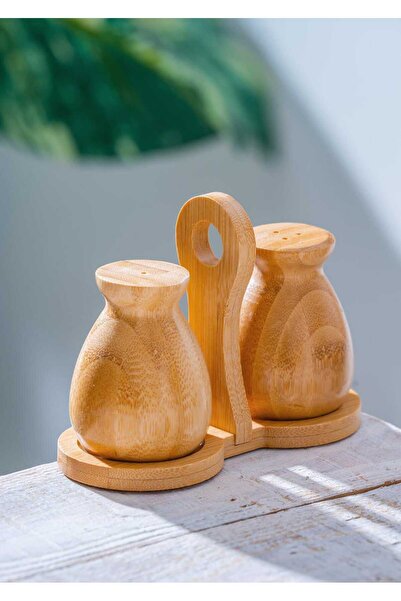 BALSA Bambu STANDLI 3 Parça Tuzluk Biberlik BMB112