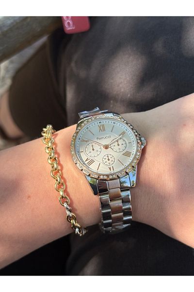 Ferrucci Rosegold and Silver Bicolor Function Sport Steel Watches Women's Watches Do Not Change Color