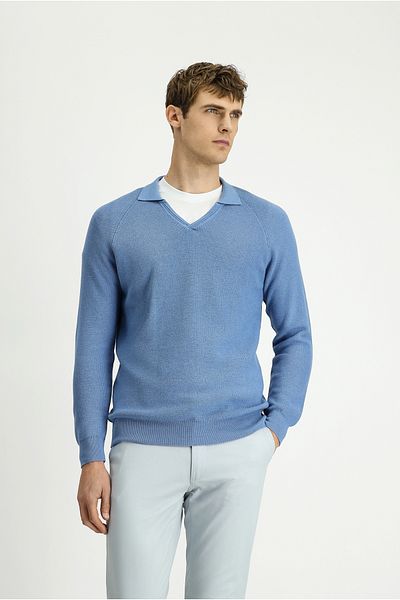Kiğılı Polo Neck Slim Fit Slim Fit Patterned Cotton Wool Knitwear Sweater