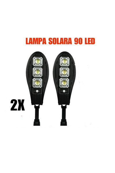 OEM Set of 2 x Solar Street Lamp 90 LEDs, 3 operating modes, with remote control.