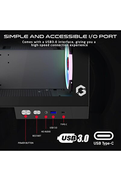 GAMEON Emperor Midnight IV Series Mid Tower PC Gaming Case, 7 ARGB Fans, Tempered Glass, Black