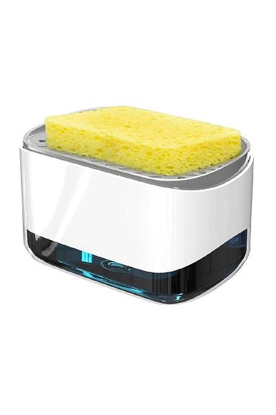 divendi-ro Dozator 2 în 1 pentru detergent lichid de vase, cu spațiu pentru burete, capacitate 350 ml