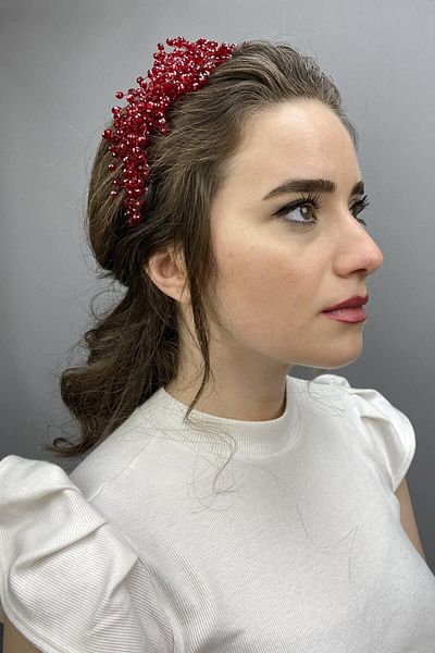 Hayalperest boncuk Burgundy Pollux Crystal Stone Henna and Bridal Crown