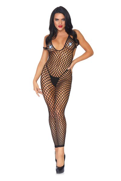 Leg Avenue Footless Bodystocking, Leg Avenue, Crochet, Black