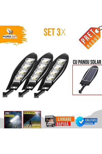 OEM SET 3 x Street Lamp 1200W, Solar Charging, 55 CM