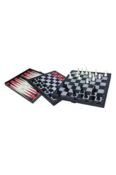 OEM Magnetic Travel Board Game Chess-Checkers-Backgammon 24.5x24.5cm