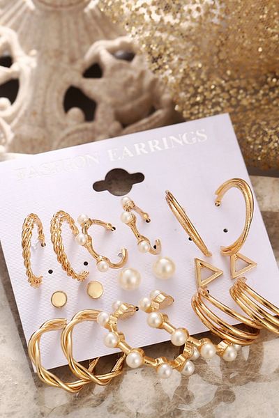 Chiccy Gold 12Li Hoop Earring Set