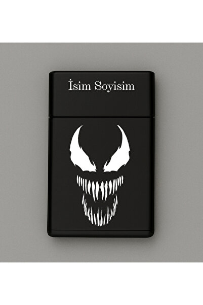 Venom Desenli Metal Sigara Tabakası – Kişiye Özel İsimli Tütün Kutusu Hediyelik