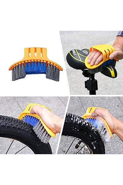 divendi-ro Set cu 5 perii și o lavetă din microfibră pentru curățarea bicicletelor, portocaliu