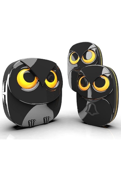 TechTic Kablosuz Kapı Zili Sevimli Baykuş Işıklı 1Alıcı 2Buton 35 Zil Sesi 5 ...