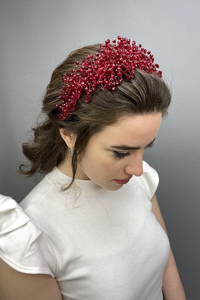 Hayalperest boncuk Burgundy Pollux Crystal Stone Henna and Bridal Crown