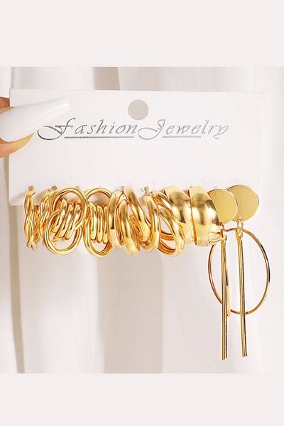 Chiccy Modern Ring and Dangle 10 Piece Earring Set