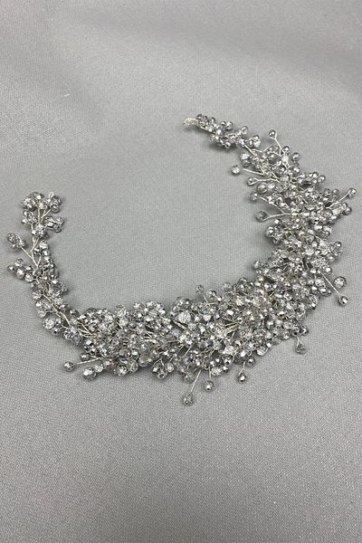 Hayalperest boncuk Accesoriu pentru păr de mireasă gri cu cristal asiatic