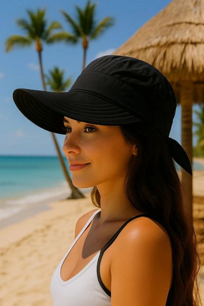 LAGRANZE Women's Wide Brim Open Top Zip Visor Sun Hat Brim Beach Hat