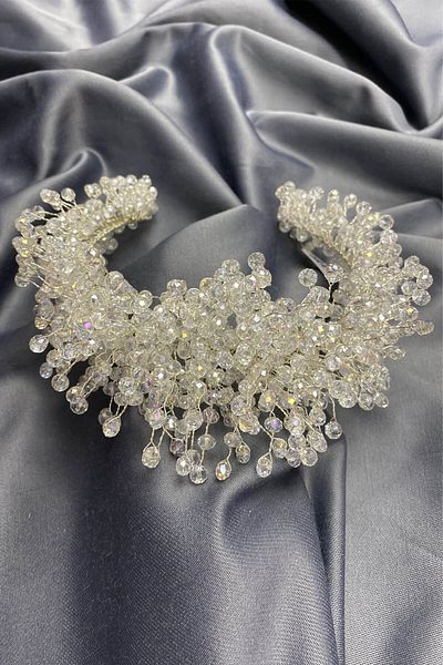 Hayalperest boncuk White Pollux Crystal Stone Henna and Bridal Crown
