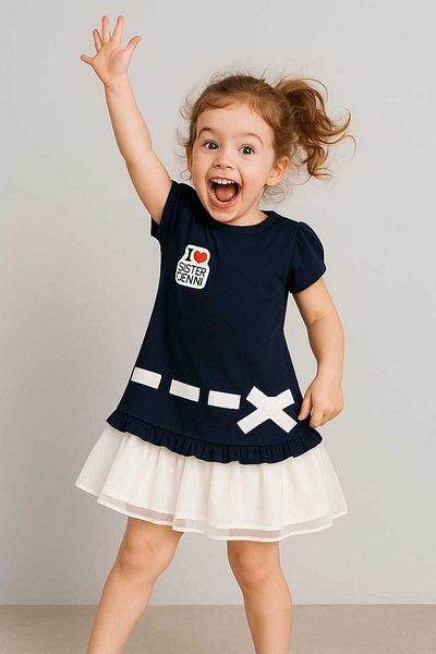 GAMZEAKKUŞ Tulle Girl's Dress with Bow