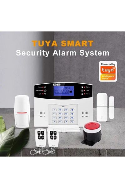 divendi-ro AQ5 intelligent alarm system with LCD display, wireless, with 2 sensors and 2 remote controls, white