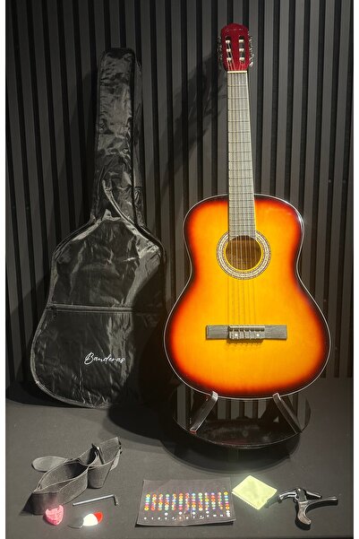 BANDERAS 4/4 Klasik Gitar Seti Sap Ayarlı Gül Klavye Flatolu Orta Kalite BG3900