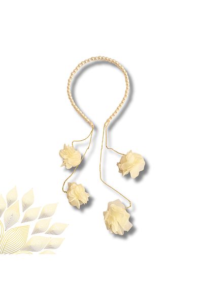 pegu baby collection Model with Chain Earrings Special Design Avant-Garde Pearl Maternity Crown, Bridal Crown