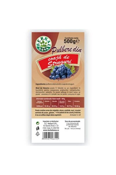 ANKA HERBAVİTAL Pudră de coajă de struguri Herbavit 500g