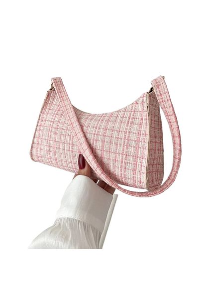 OEM Baguette bag, textured check pattern - Pink