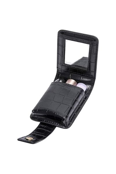 OEM Portfard compact din piele pentru rujuri, cu oglinda si inchidere cu capsa, elegant si practic