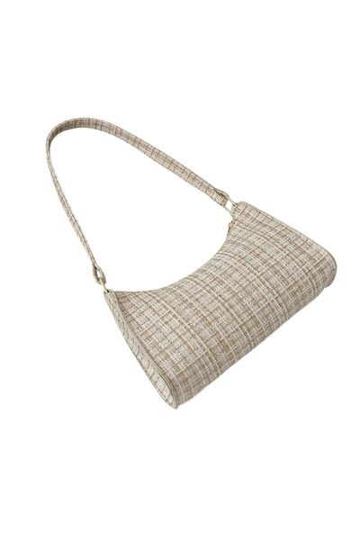 OEM Baguette bag, textured check pattern - White
