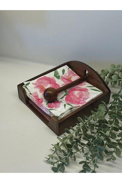 BUCOLIC Acacia Square Napkin Holder / Ball Detail