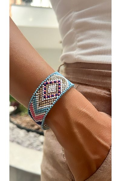 Kutcha Accessories Ethnic Patterned Colorful Beaded Bracelet