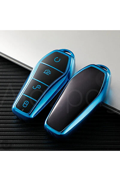 Alazpay Husă pentru chei BYD Atto 3 Seal U, lucioasă, din TPU (albastru - 1 bucată)
