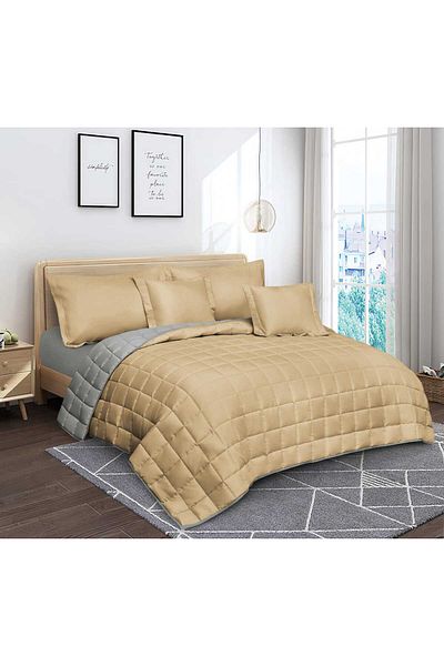 SHEDEA Summer Plain Microfiber Double Bedspread 6 Pieces Quilt Size 250x230 cm