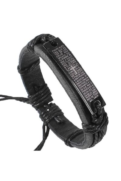OEM Christian leather bracelet, Black