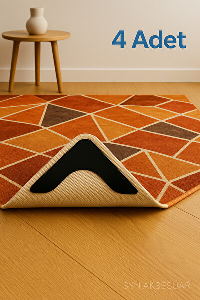 SYN AKSESUAR 4 Adet Çift Taraflı Halı Kaydırmaz Ped-Halı ve Kilim Sabitleyici...