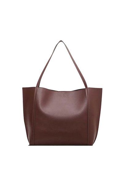 OEM Shoulder Tote Bag with Simple and Minimalist Design, Large Capacity - Brown
