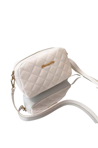 OEM Geanta Dama in Stil Coreean, Model Cusatura Diamant - Alb