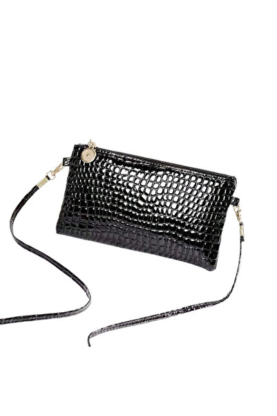 OEM Crocodile Pattern Wallet Bag - Black
