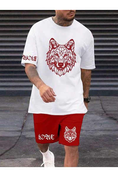 LUNAVISTA Fox print short sleeve round neck t-shirt and shorts